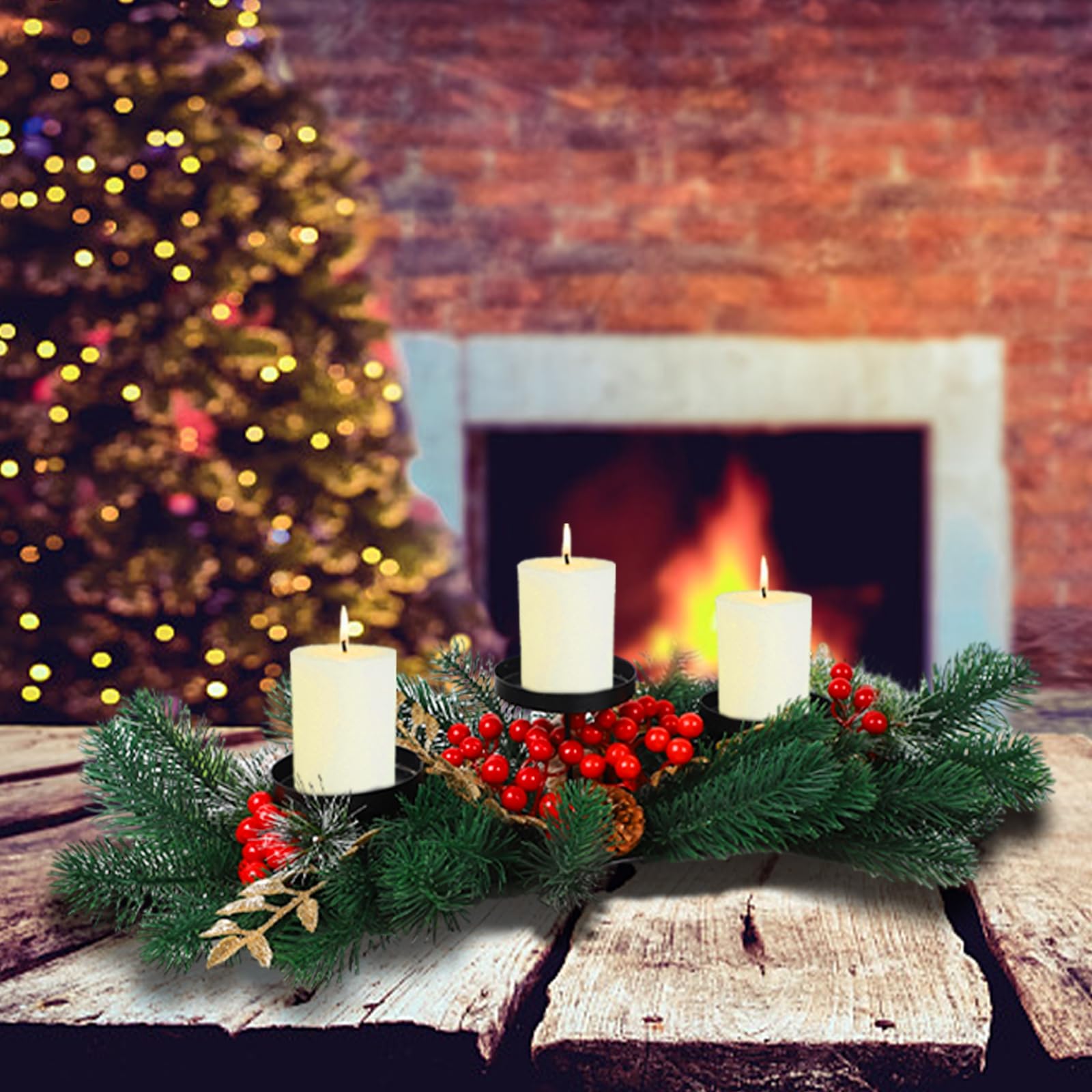 Amazon.co.jp: MorTime クリスマスセンターピース キャンドルホルダー3